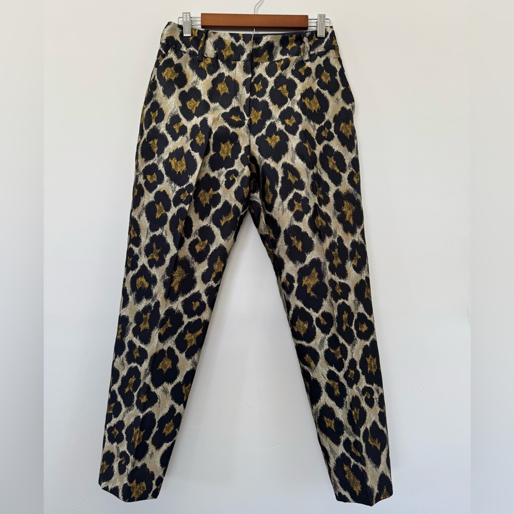 Sezane Gustavo Trousers Leopard Jacquard Print Size 36 US 4 Straight Leg - Picture 3 of 9